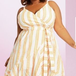 Linen neon stripe dress